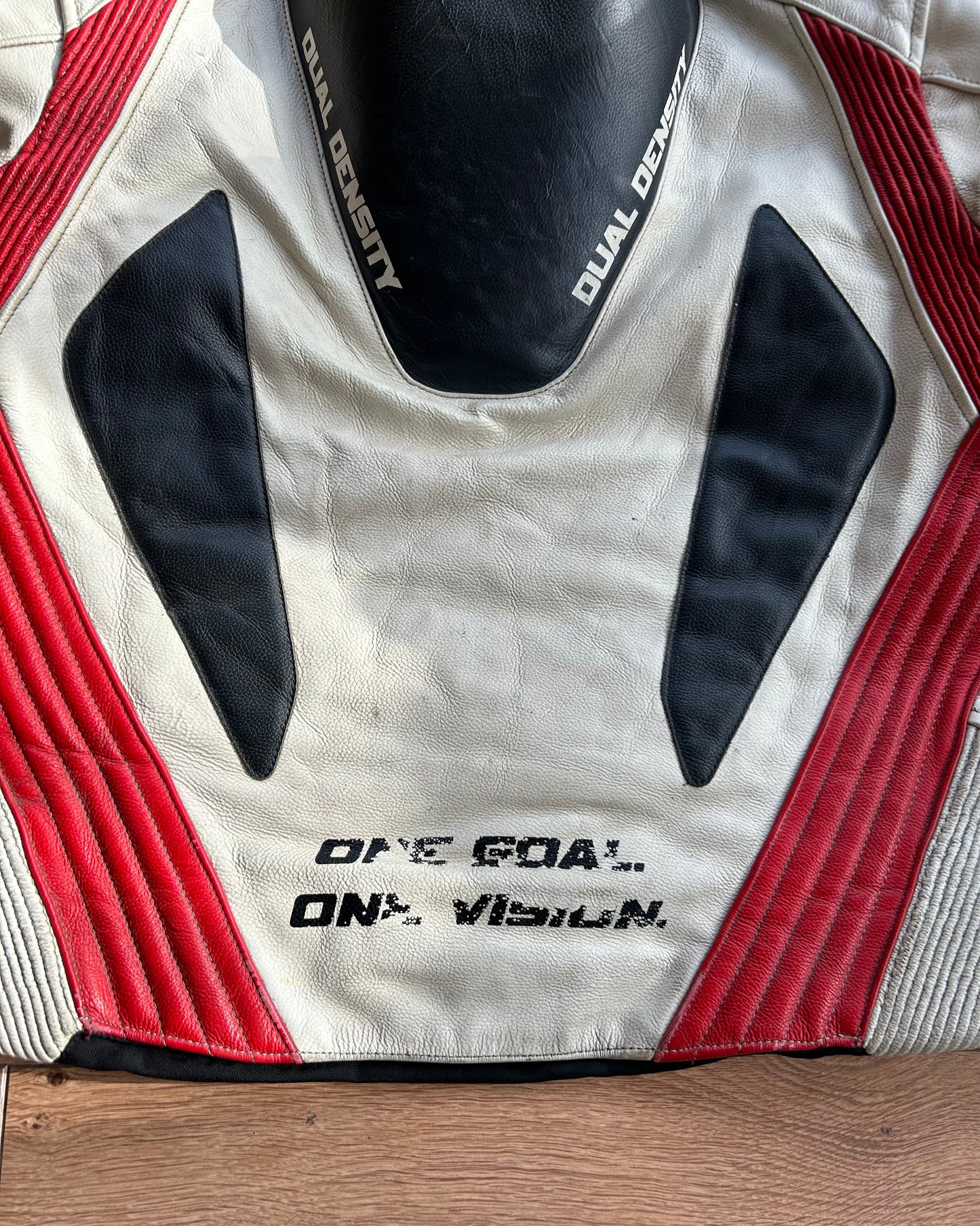 alpinestars black white & red leather moto jacket (S).