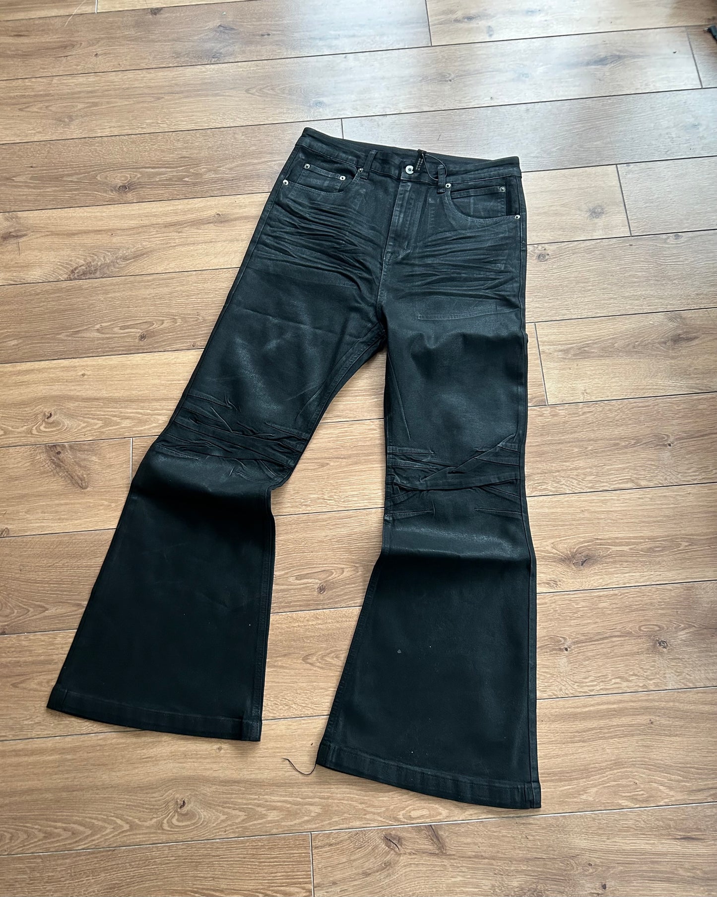 ridelucci flared coated/waxed denim (12oz).
