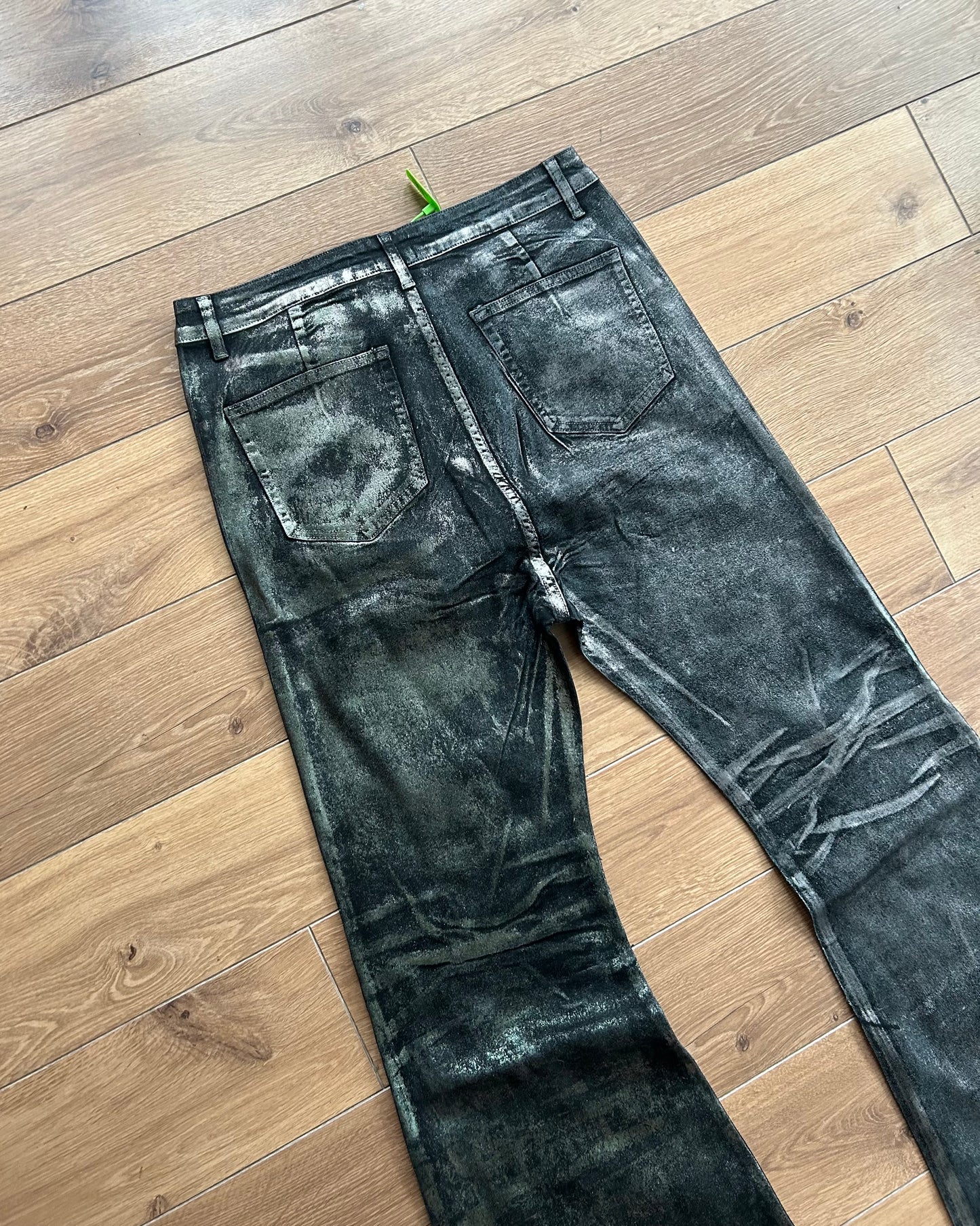 ridelucci flared coated/waxed denim (12oz) - metallic.