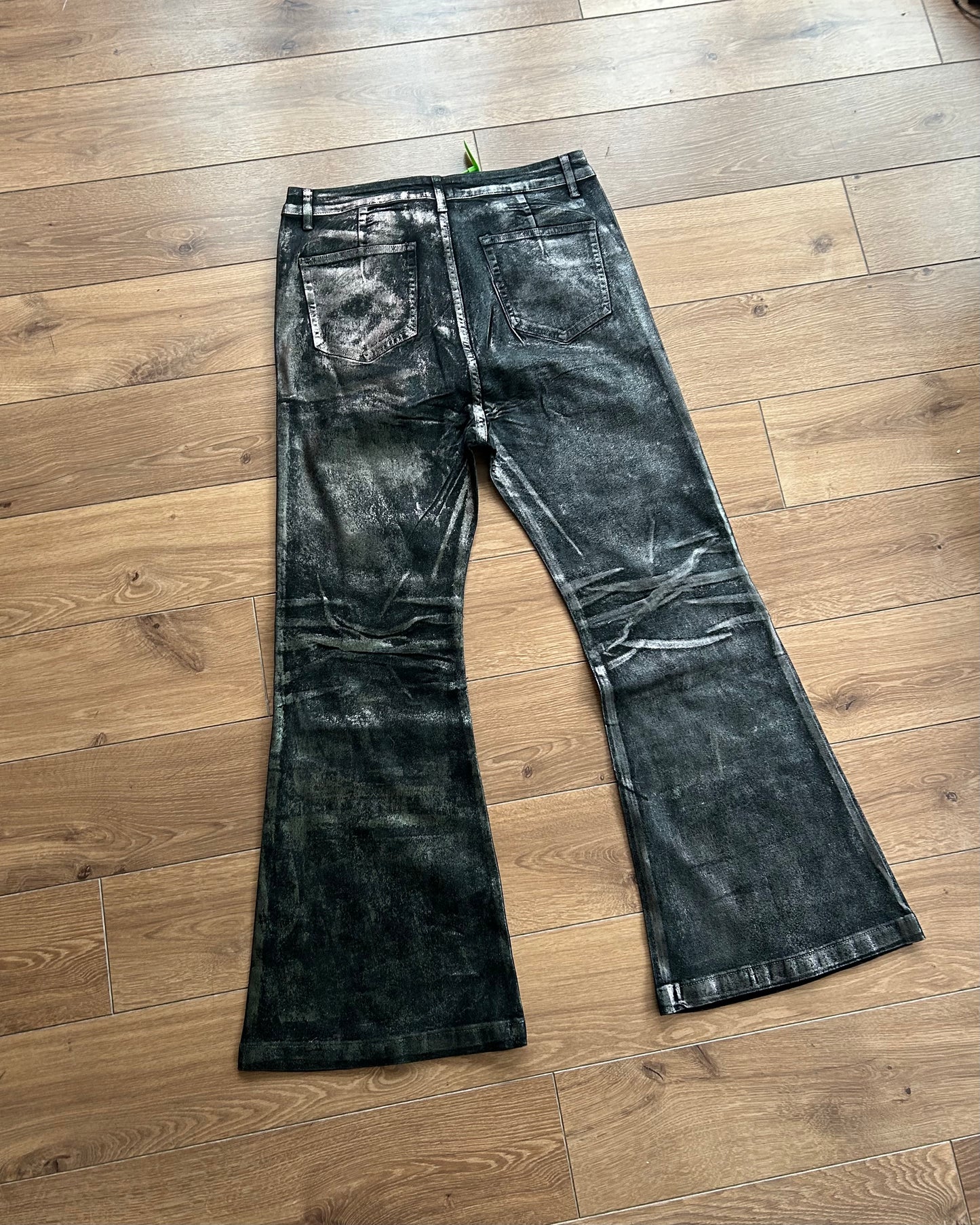 ridelucci flared coated/waxed denim (12oz) - metallic.