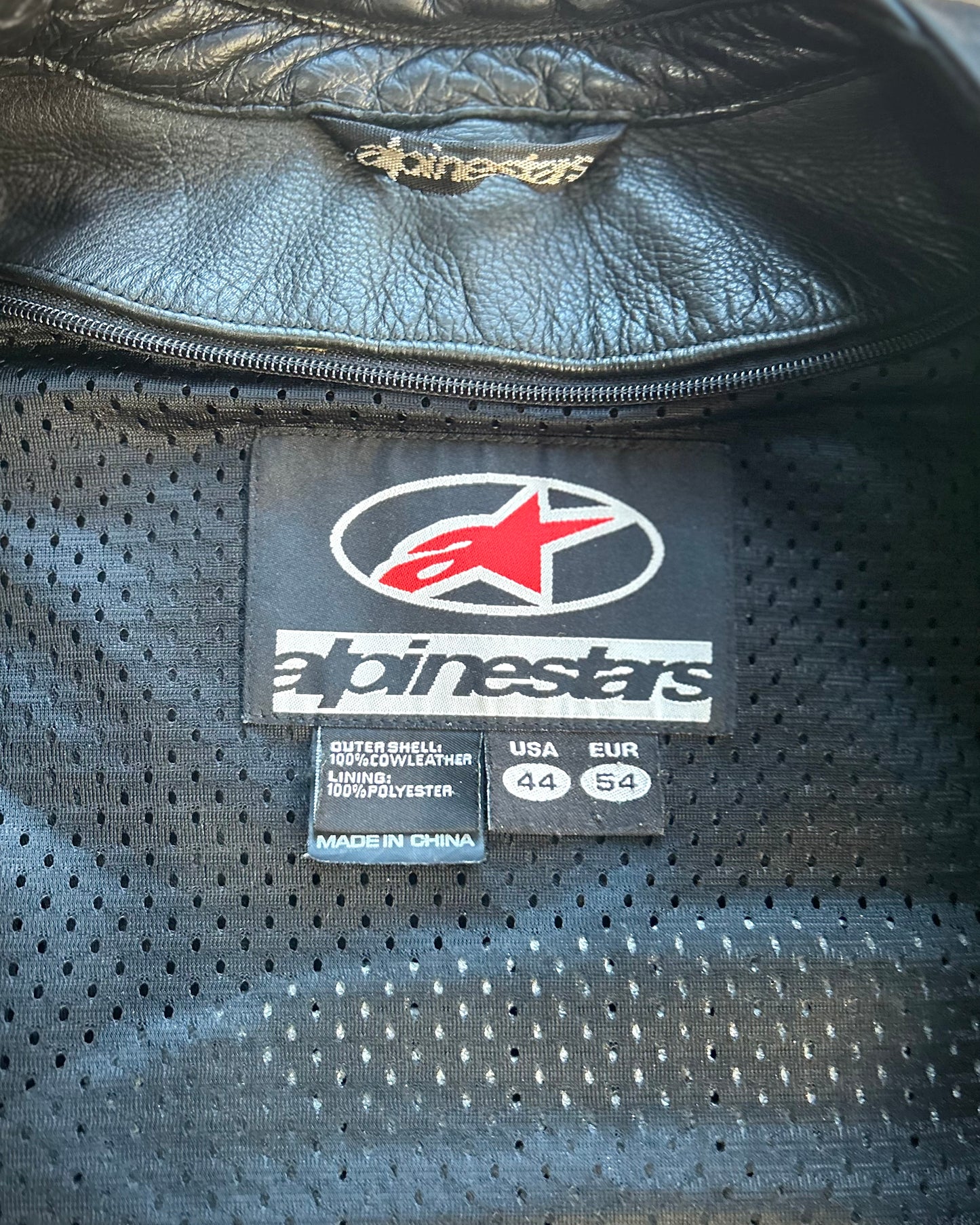(rare) alpinestars green and black leather biker jacket (L).